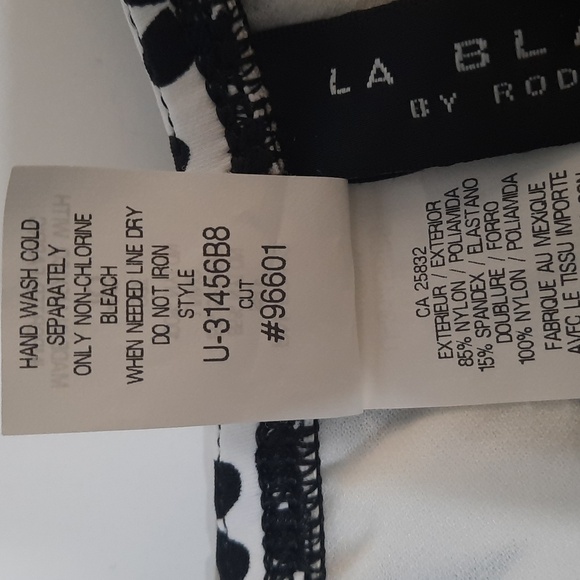 NWT LA BLANCA BLACK/WHITE FLORAL SWIM BOTTOMS SZ 16 - Picture 7 of 12